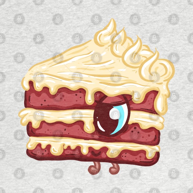 Cute Strawberry Cream Cake Slice Character by Squeeb Creative